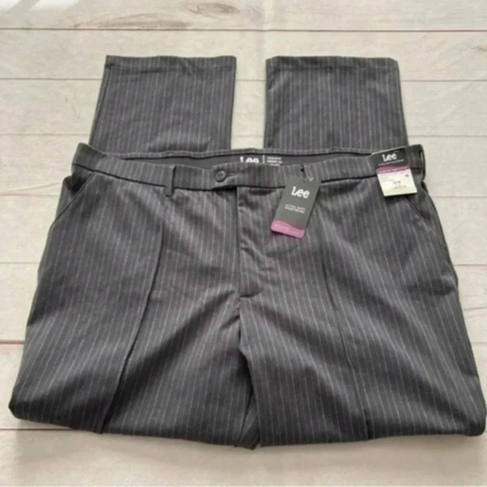 Lee Ultra Soft Waistband Straight mid rise regular fit gray stripe 2…NEW